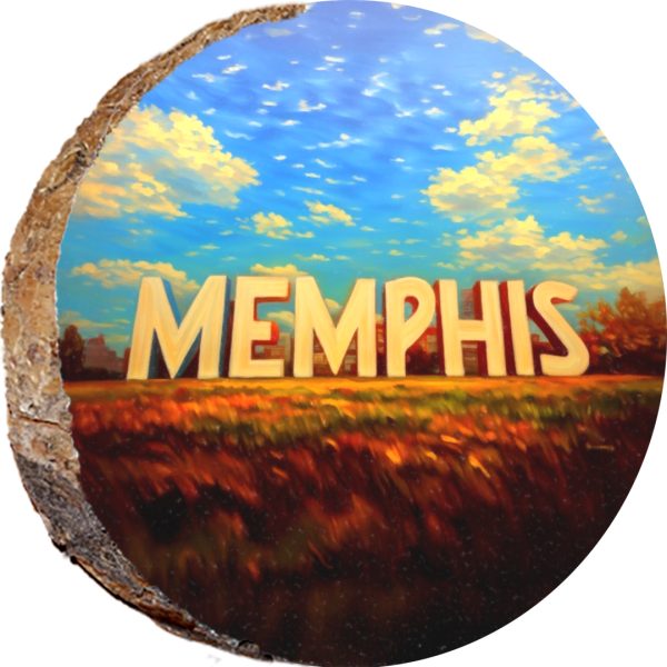 DSB257 – Memphis: hand-painted design on a round wood slice